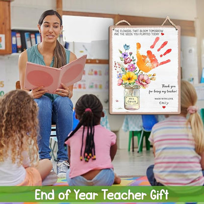 DIY Kids Handprint Flowers Art Craft Keepsake Gifts for PreK Preschool Kindergarten Teachers, Thank You Teacher Appreciation Graduation Gift, The Flowers Bloom Tomorrow Are The Seeds You Planted Today