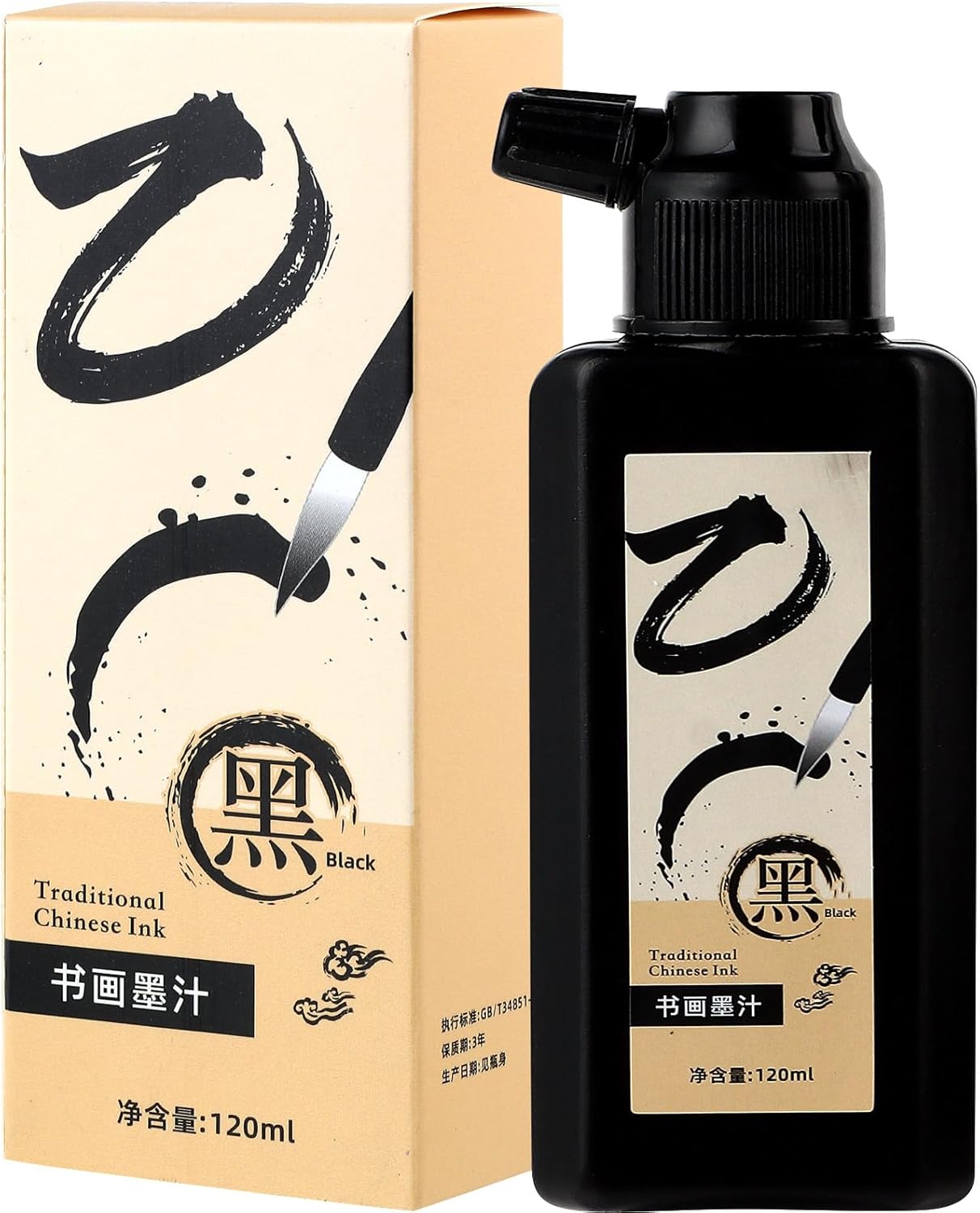 120 ML/4 OZ Calligraphy Ink - Versatile Elegance Chinese Brush Ink for Beginner Practice Traditional Art Works and Japanese Brush Black Ink - Crafty Corner