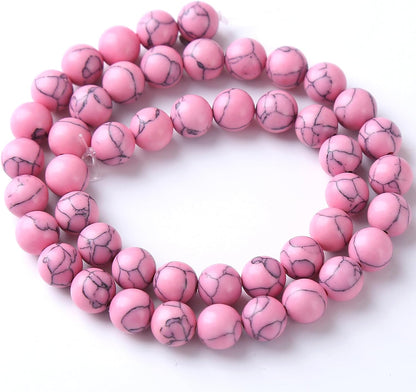 32pcs 12mm Pink Turquoise Beads Natural Stone Round Loose Spacer Beads for Jewelry Making DIY Bracelet Necklace 1 Strand 15inch