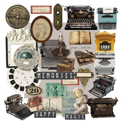 Vintage Junk Journal Items Kit Pre Cut Paper Cards Cutout Cardstock Art Aesthetic Decor Hollow Out Craft Elements Small Embellishments Supplies for Adults Scrapbook Pack