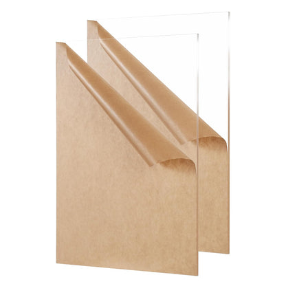 Clear Acrylic Sheet 8" x 12" Cast Plexiglass Panel 1/8" Thick (3mm) Transparent Plastic Board for Sign, Craft, Display Projects, Laser Cutting, Engraving, Pack of 2