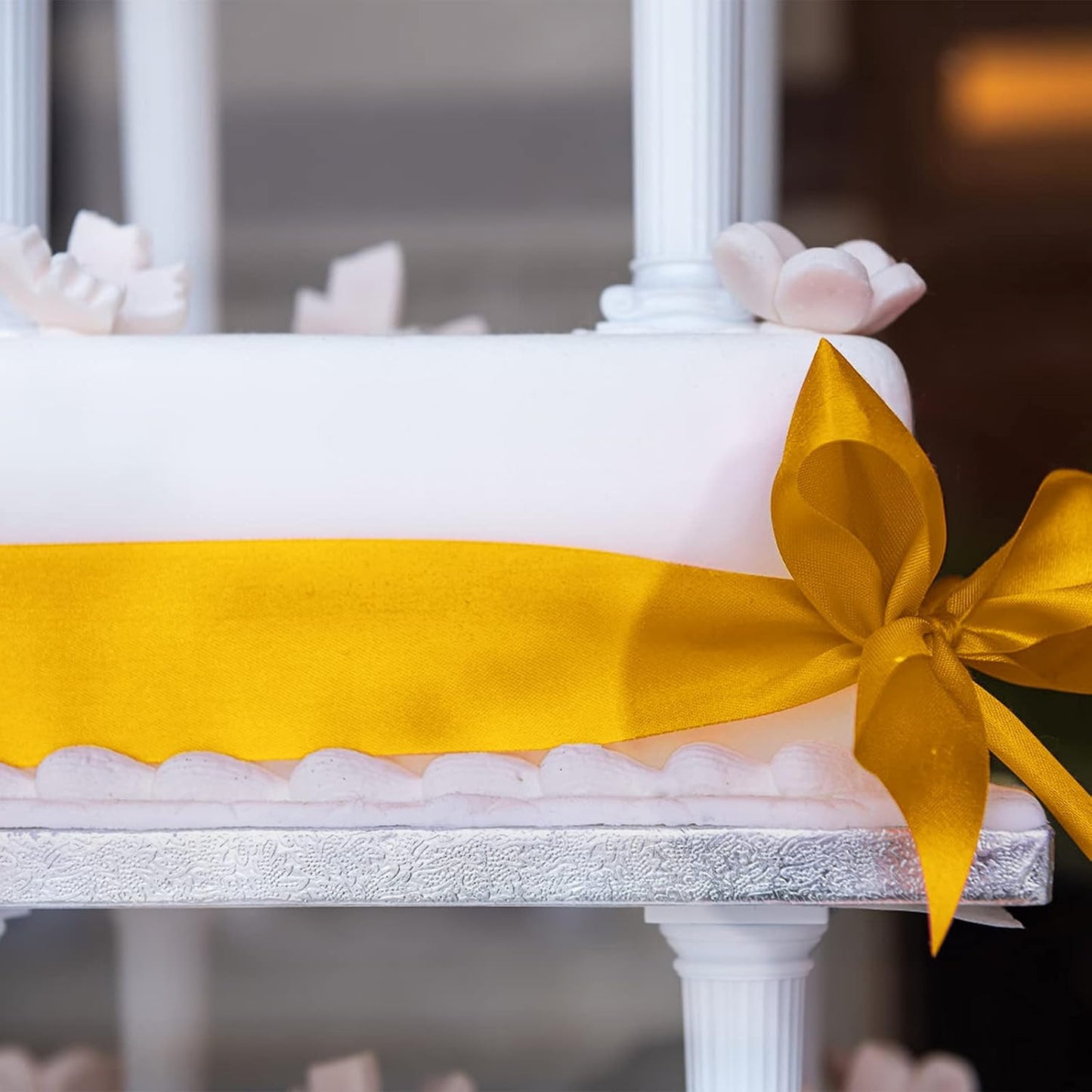 Humphrey's Craft 4 Inch Gold Double Faced Satin Ribbon - 5 Yards Variety of Color for Crafts Gift Wrapping Cutting Ceremony Decoration Sewing Christmas Tree Wedding and Dining Tables. - Crafty Corner