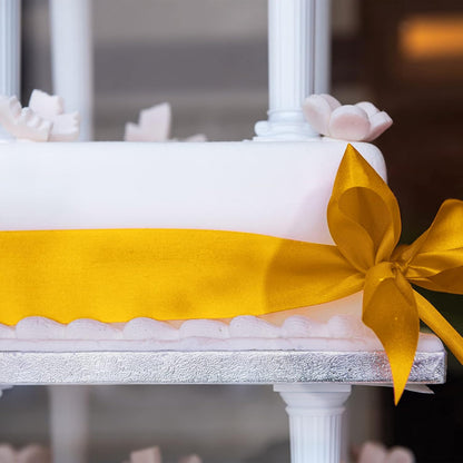 Humphrey's Craft 4 Inch Gold Double Faced Satin Ribbon - 5 Yards Variety of Color for Crafts Gift Wrapping Cutting Ceremony Decoration Sewing Christmas Tree Wedding and Dining Tables. - Crafty Corner