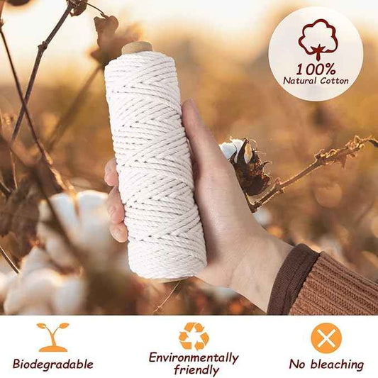 Macrame Cord 3mm x 594 Yards, 18 Rolls Natural Colored Macrame Cotton Cord Rope Kit Color Variety Macrame Jute Twine String 4 Strand Twisted for Wall Hanger Plant Hanging DIY Knitting Macrame Supplies