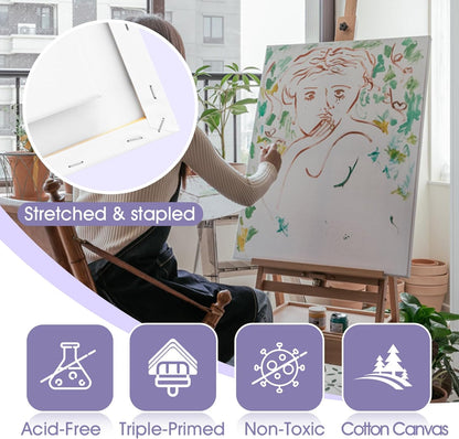 ESRICH Stretched Canvas for Painting 24x36 Inch, 5Pack Large Canvas for Painting, Primed Acid-Free Cotton Blank Canvases, Art Paint Canvases for Oil Paint,Watercolor,Acrylic Paint,Gouache and Tempera.