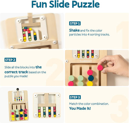 TOP BRIGHT Slide Puzzles for Kids Ages 4-6 Boys Girls, Travel Games Road Trip Activities for Kids, Montessori Color Matching Toys for 3+ Years Old, Brain Teaser Birthday Gift
