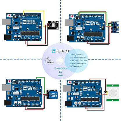 ELEGOO Upgraded 37 in 1 Sensor Modules Kit with Tutorial Compatible with R3 MEGA 2560 Nano