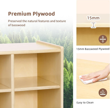OOOK 10-Compartment Montessori Shelf Cubby Shelves, Cubby Storage Organizer for Classroom, Playroom, Living Room, Office, etc