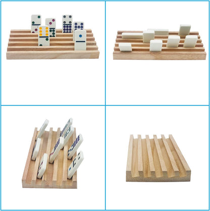 Wooden Domino Trays/Racks Set of 8 Mexican Train Domino Trays/Racks Double 12 Tiles Holders Rack Domino Tiles Holders Domino Wood Holder【 Dominoes not Included】
