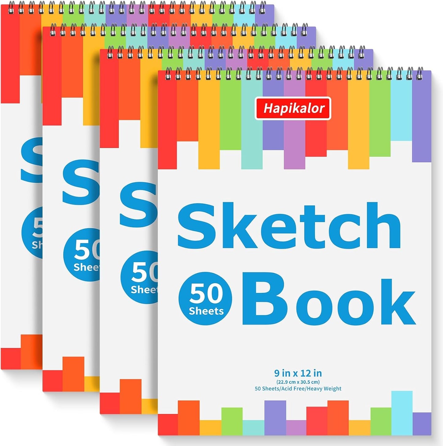 9" x 12" Sketch Book, 4-Pack 50 Sheets Spiral Bound Art Sketchbook, Acid Free Artist Drawing Paper Pad for Kids Adults, Party Art Supplies, Ideal Gifts for 8 9 10 11 12 13 14 Year Old Girl - Crafty Corner