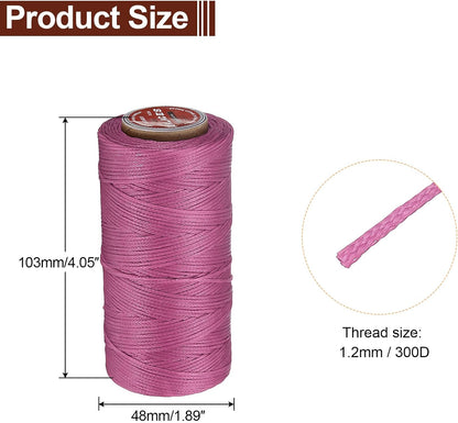 uxcell Flat Leather Sewing Waxed Thread, 140m / 153 Yards Polyester Wax String, 300D Wax Stitching Cord for Leather Crafts, Bookbinding, Bracelets Braided, Pale Pink