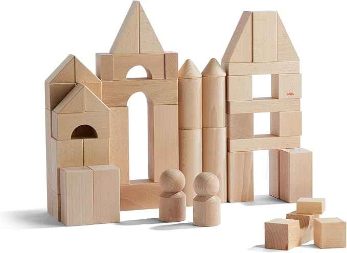 HABA Wooden Building Blocks 60 Piece Set, Ideal Toddler Blocks for & Kids Stacking Toys for Ages 1 & Up for Open-Ended Play, Made in Germany
