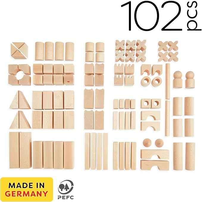 HABA Extra Large Wooden Building Blocks 102 Piece Set: Open-Ended Stacking Toys, Toddler Blocks, and Wooden Toys Made in Germany for 1 Year & Up