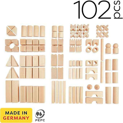 HABA Extra Large Wooden Building Blocks 102 Piece Set: Open-Ended Stacking Toys, Toddler Blocks, and Wooden Toys Made in Germany for 1 Year & Up
