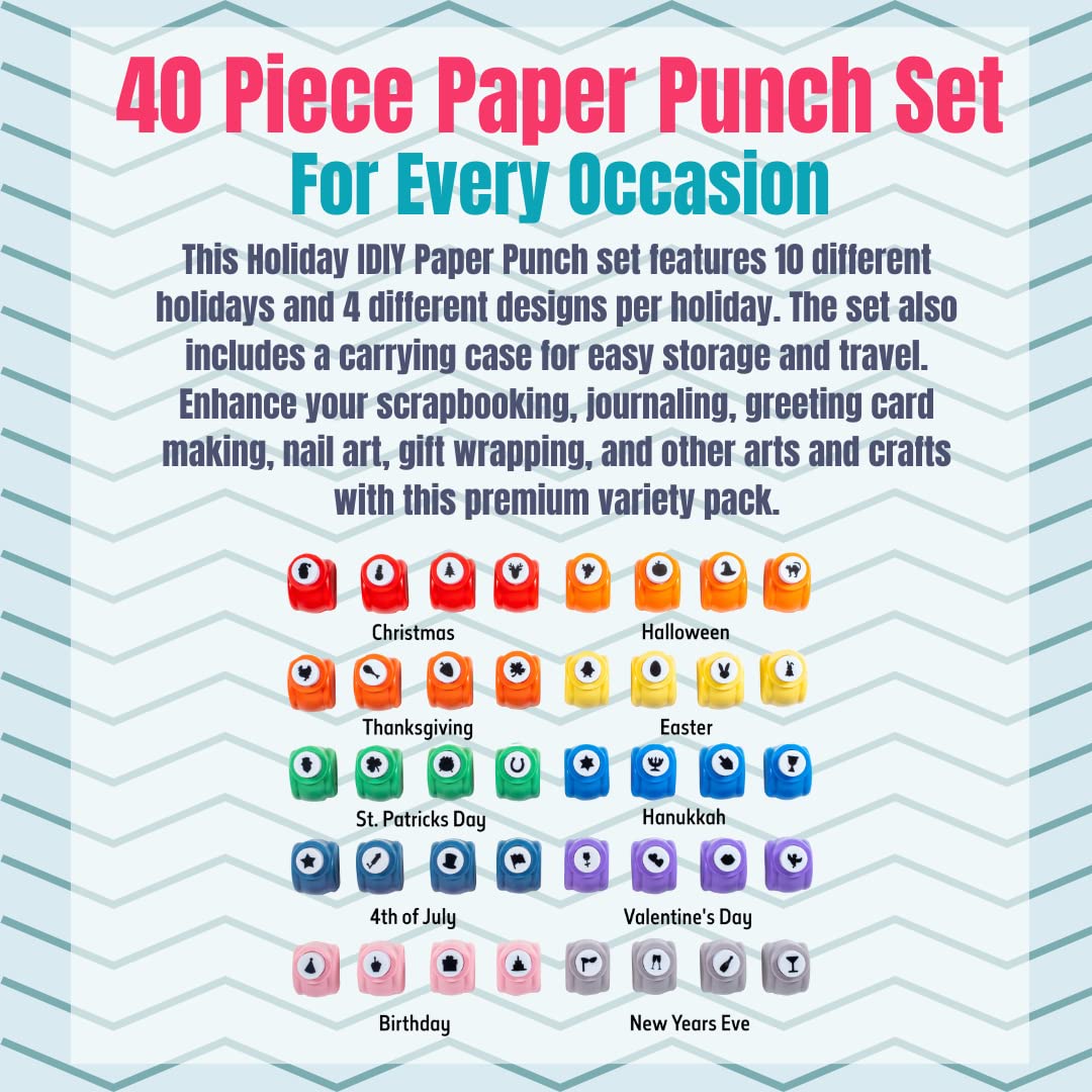 Every Occasion Year Round Scrapbook Paper Holiday Punchers-40 Unique Designs for Valentines, Easter, St. Patrick's Day, Christmas, & More- DIY Confetti for Holiday Cards, Invitation, Decoration Making - Crafty Corner