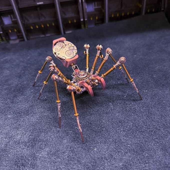 3D DIY Venomous Fang Sentinel Spider A Metal Puzzle Kits, 177PCS Mechanical Snail Metal Steampunk Insect Model Kit, Creative Collectible Display Piece for Adults