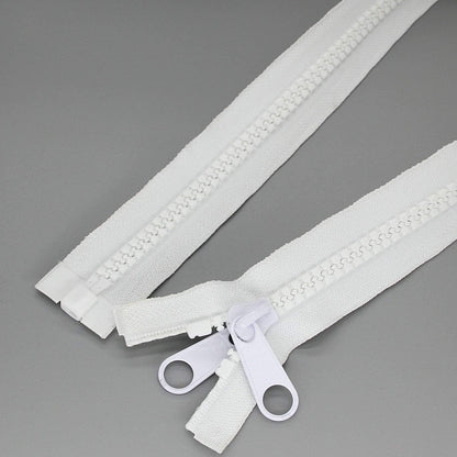 Leekayer 1PCS #10 84 Inch Heavy Duty Zippers for Sewing Separating Large Plastic Zippers White Tape with Double Pull Tab Slider, Sleeping Bag, Boat, Canvas, Cover, Trampoline, Dog Bed,Tent 213cm