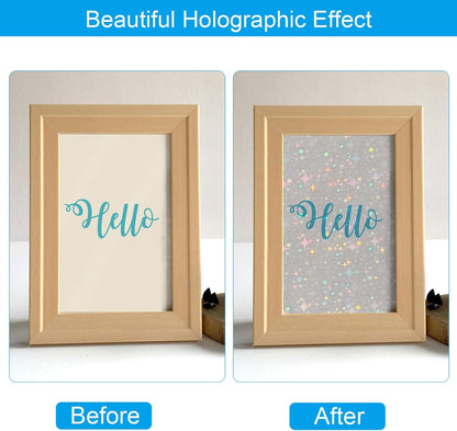 PATIKIL 11.7x8.3" Holographic Sticker Paper, 20Sheets A4 Polypropylene Self-Adhesive Transparent Waterproof Laminate Overlay Film for Photo Cards Scrapbook Decorations, Starlight