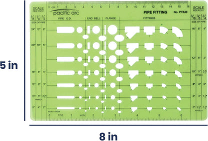Pacific Arc Pipe Fitting Template Guide, with Pipe O.D., End Bell, Flange, and Fittings