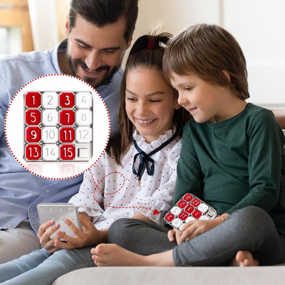Metal Number Slide 15 Puzzle Red and White Number Sliding Puzzle Educational Pocket Funny IQ Game for Teens and Adults, Ideal for Learning Tool Party Favors (Red and White,2 Pack)