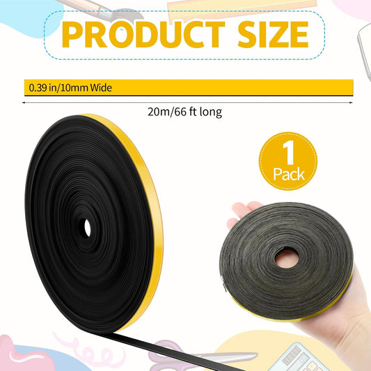Magnetic Tape Roll Thin Strips, 0.39 Inch x 66 Feet Magnetic Board Dividers Whiteboard Graphic Decorative Tape Marking Line for Classroom Office Art Accessories(Yellow)