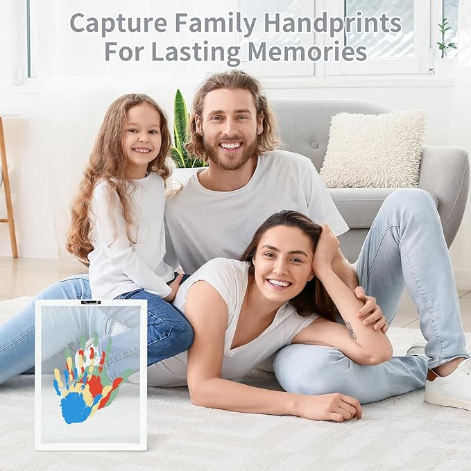 WAYASDCU Family Handprint Kit, Baby Hand and Footprint Kit DIY Handmade Keepsake Wooden Frame Gifts for New Parents for Grandparent Mother's Day Anniversary Day Father's, 6 Non -Toxic Paints