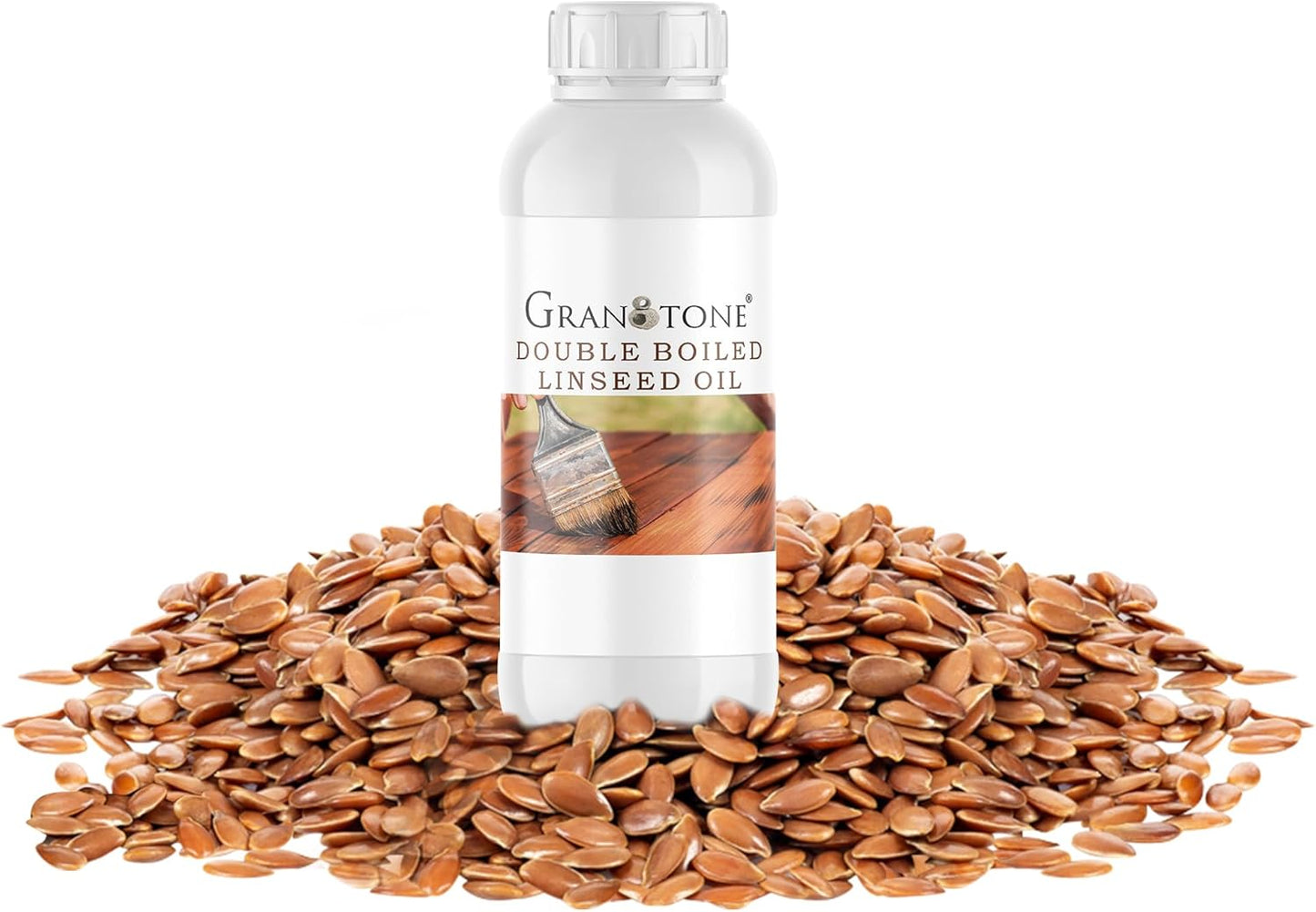 GRANOTONE Double Boiled Linseed Oil | Effective Waterproof Furniture Polish Oil, Used for Wood Finishing, Sports Goods Like Cricket Bat, Filling Cracks, Mixing with Paint and Wall Putty, 1 Ltr