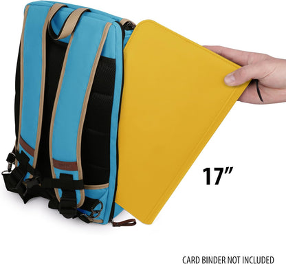 ENHANCE Designer Edition TCG Backpack - MTG Deck Bag Card Binder Space, TCG Deck Box Storage, MTG Playmat Holder - Card Storage Compatible with Magic the Gathering, Pokemon, Lorcana (Canvas Blue)