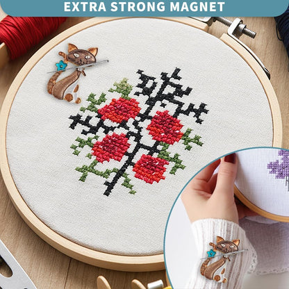 Magnetic Needle Minder Magnet Embroidery Accessories and Supplies Embroidery Needle Holder Cross Stitch Holder Needlework Supplies (Cardinal) (cat)