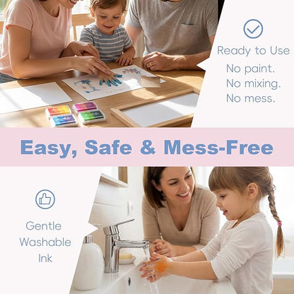 TwoDays First Mother's Day Handprint Gift from Baby - DIY LOVE Keepsake Hand & Footprint Craft Kit for Mom, Family Activity, Great Newborn Gift for Mother's Day (6" X 14", Wood Frame)