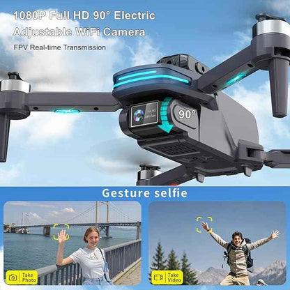 Remote Control FPV Drone with 1080P Camera for Kids and Adults Beginners, Foldable Quadcopter with Carrying Case, Adjustable Len, Gestures Selfie, Brushless Motor, Altitude Hold, 3D Flips, Voice Control, One Key Take Off/ Land, Waypoint Fly, Optical Fl...