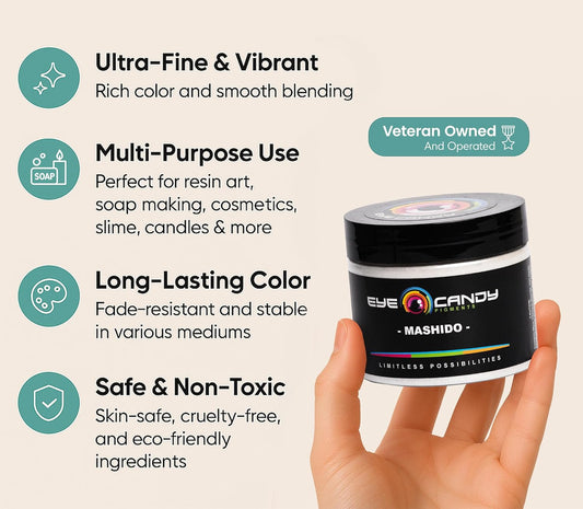 Eye Candy Pigments Premium White Mica Powder - Mashido (50gr) - for Epoxy, Resin, Soap, Paint, Woodworking, Acrylic Pouring, Bath Bombs, Fishing Lures - DIY Arts and Crafts Additive