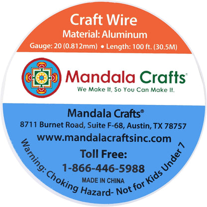 Mandala Crafts 20 Gauge Anodized Aluminum Craft Wire for Jewelry Making - 100 FT Colored Flexible Copper Tone Wire - Bendable for Bonsai Armature Crafting Sculpting - Crafty Corner