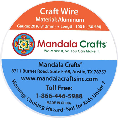 Mandala Crafts 20 Gauge Anodized Aluminum Craft Wire for Jewelry Making - 100 FT Colored Flexible Light Green Wire - Bendable for Bonsai Armature Crafting Sculpting - Crafty Corner