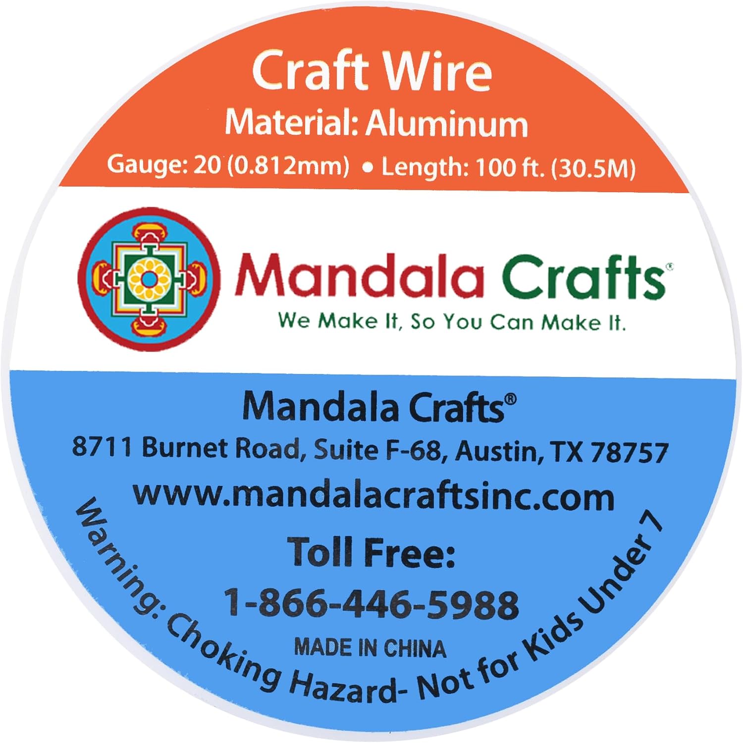 Mandala Crafts 20 Gauge Anodized Aluminum Craft Wire for Jewelry Making - 100 FT Colored Flexible Bondi Blue Wire - Bendable for Bonsai Armature Crafting Sculpting - Crafty Corner