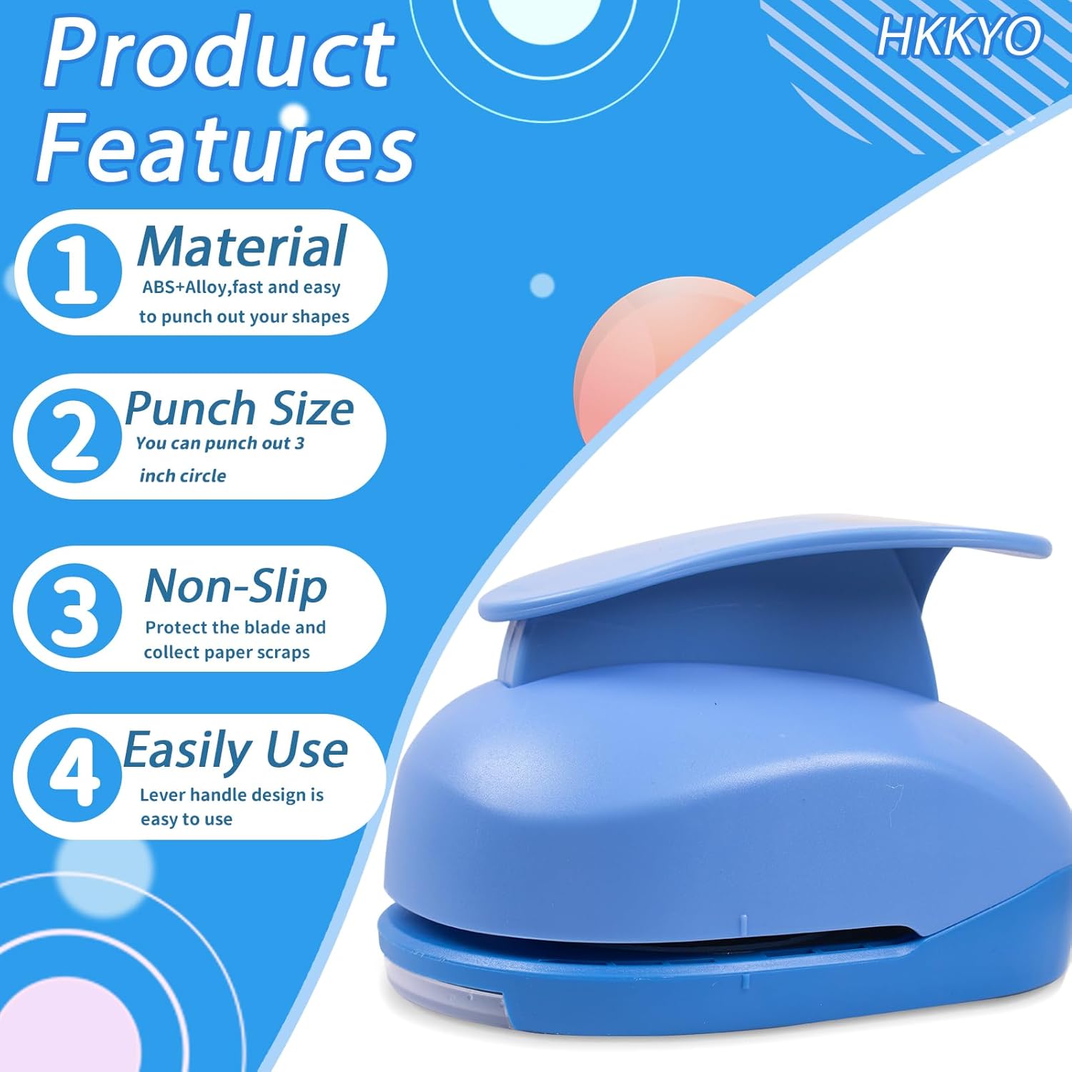 Paper Punch, 3 inch Circle Hole Punches, Circle Paper Puncher, Large CirclePunch, Large Hole Puncher, CirclePunches for Paper Crafts, CraftPunch, Shape HolePunch, 3 inch PaperPunch for Cardstock - Crafty Corner