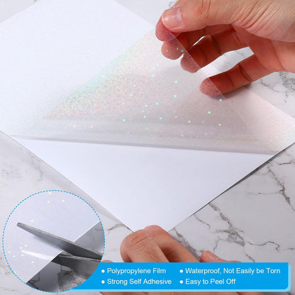PATIKIL 11.7x8.3" Holographic Sticker Paper, 10Sheets A4 Polypropylene Self-Adhesive Transparent Waterproof Laminate Overlay Film for Photo Cards Scrapbook Decorations, Star