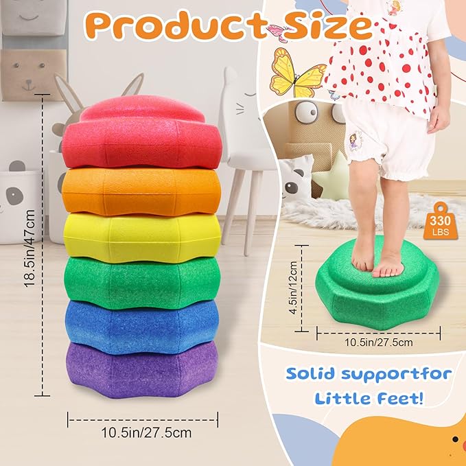 Stepping Stones for Kids – 6 pcs EPP Balance Sensory Kids Stepping Stones for Toddlers 1-3 for Indoor Outdoor Activity Promoting Toddler's Balance and Coordination Skills