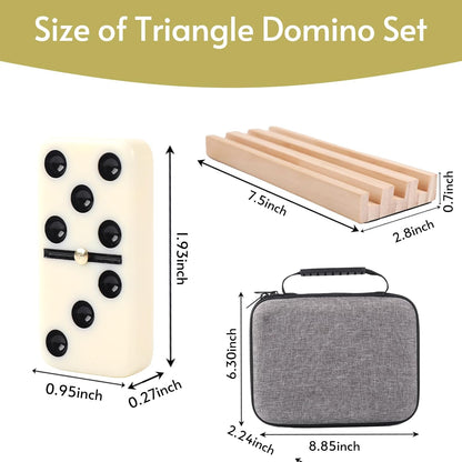 Double 6 Dominos Set for Adults with 4 Wooden Racks & 28 Tiles Travel Dominoes Set Classic Board Game for Family Game Night