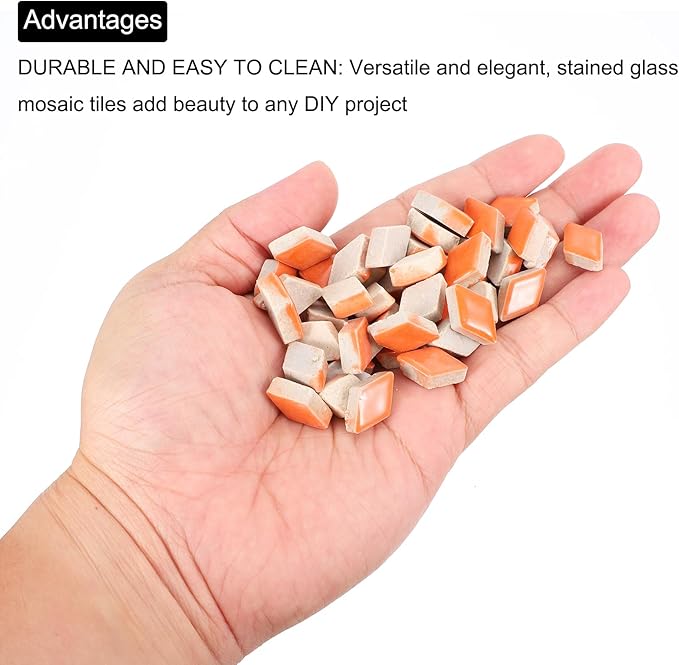 MECCANIXITY 200g Ceramic Mosaic Tiles for Crafts Bulk, Rhombic Orange Ceramic Tiles for Mosaic Kits Garden Stepping Stone Cup Mat