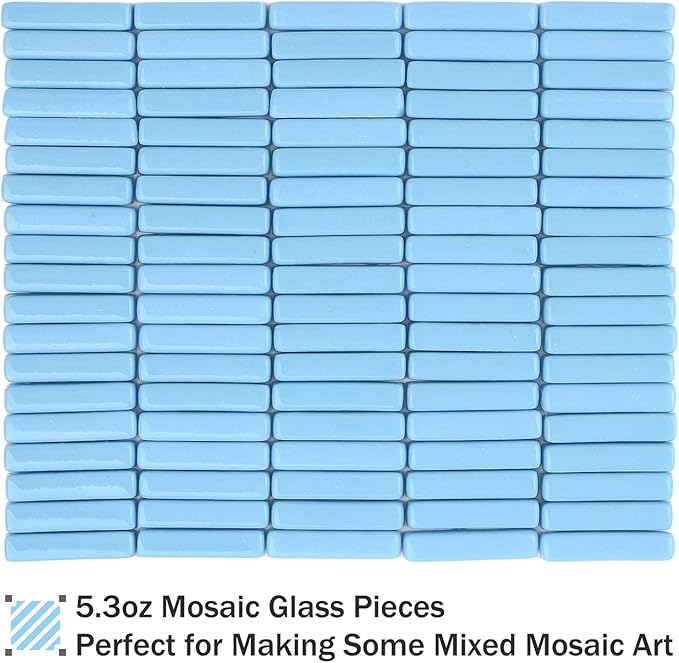 Youway Style Blue Mosaic Tiles for Crafts Bulk,150g Strips Shapes Mosaic Glass Pieces,Glass Mosaic Garden Craft Kit