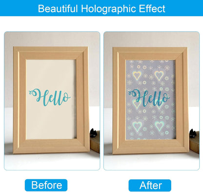 PATIKIL 8.3x5.8" Holographic Sticker Paper, 20Sheets A5 Polypropylene Self-Adhesive Transparent Waterproof Laminate Overlay Film for Photo Cards Scrapbook Decorations, Heart