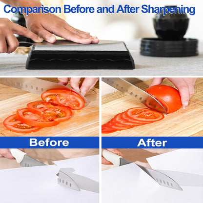 Double-sided Diamond Sharpening Stone,Knife Sharpening Stone with Extra Fine 1000/Coarse 600 Grit Diamond Plate, Storage Case with Non-Slip Base & Angle Guide(7 x 3.5 Inch)
