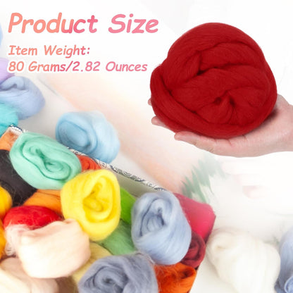 PATIKIL Wool Roving Yarn, 80G/2.82OZ Soft Felting Wool Pure Chunky Roving Yarn Bulk for Needle Felting Knitting Blanket Spinning Weaving DIY Craft, Red