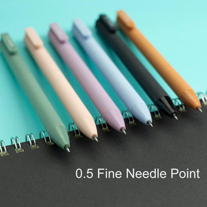 ldcrea Gel Pens 0.5 Fine Tip, Black Ink, Silky Grip, 6 Pack