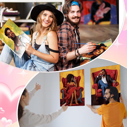 Zhanmai 12 Pack Pre Drawn Canvas for Painting Sip and Paint Kit 8" x 10" Paint Party Set Canvas Painting Pre Printed Canvases for Party Favor DIY Virtual Adult's Date Night(Fashionable Couple) - Crafty Corner