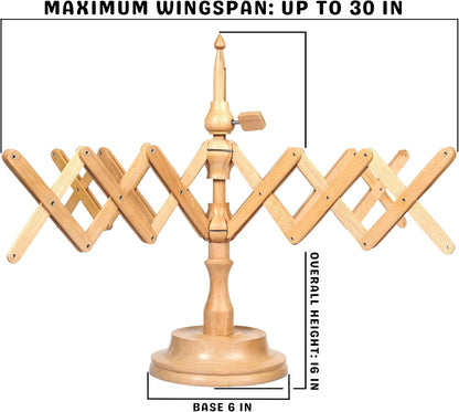 Wooden Yarn Ball Winder & Table Top Swift Set, Hand Operated Beechwood Combo Winder, Large Capacity 8 to 10 oz Yarn Fiber Winder, Wool String Swift Winder (Beechwood Winder & Swift)