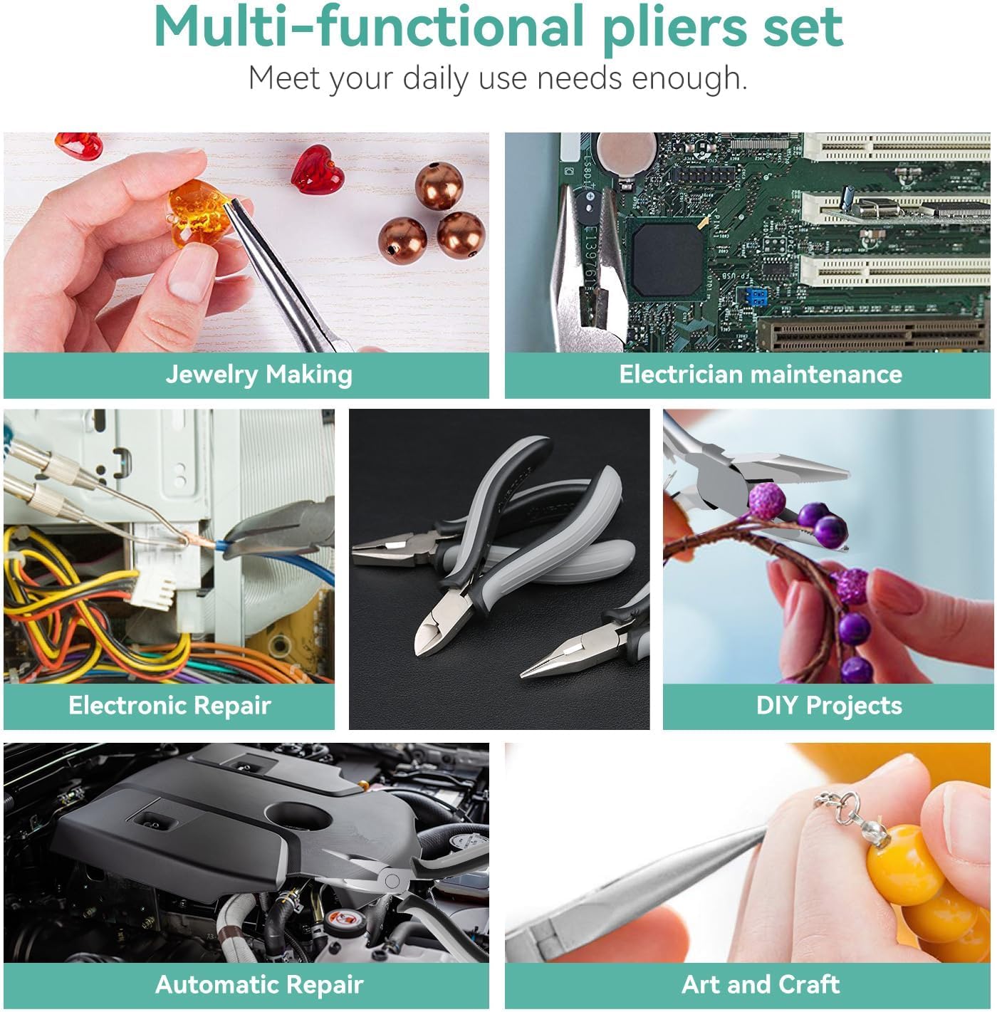 SOONAN 8 Pieces Mini Pliers Set, Jewelry Making Tools with Needle Nose Pliers, Wire Cutters, Round Nose Pliers, Bent Nose Plier - Crafty Corner