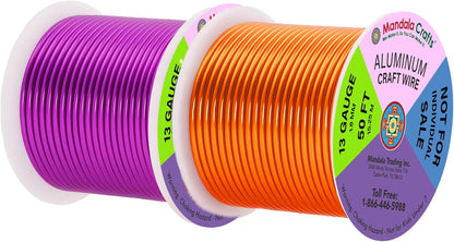 Mandala Crafts 13 Gauge Anodized Aluminum Craft Wire for Jewelry Making - 300 FT Colored Flexible Silver Copper Gold True Blue Purple Pink Wire - Bendable for Bonsai Armature Crafting Sculpting - Crafty Corner