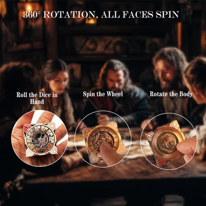 6 Sided Spinner DND Dice - Metal D4 D6 D8 D10 D10% D12 D20 All in One D&D Set - Cool Role Playing Gifts for Dungeons and Dragons TRPG MTG Games Lover Players Red Copper
